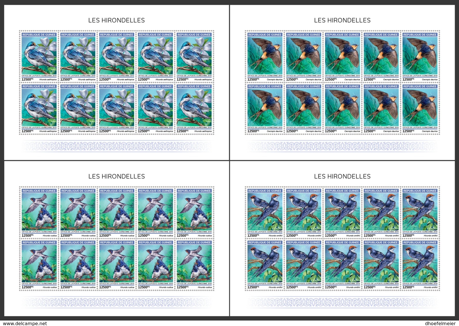 GUINEA REP. 2019 MNH Swallows Schwalben Hirondelles M/S - IMPERFORATED - DH1918 - Hirondelles