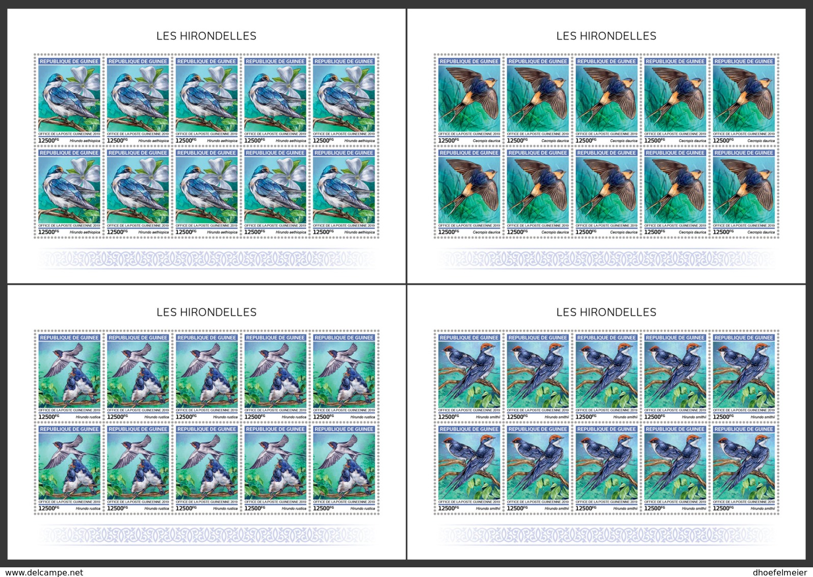 GUINEA REP. 2019 MNH Swallows Schwalben Hirondelles M/S - IMPERFORATED - DH1918 - Zwaluwen