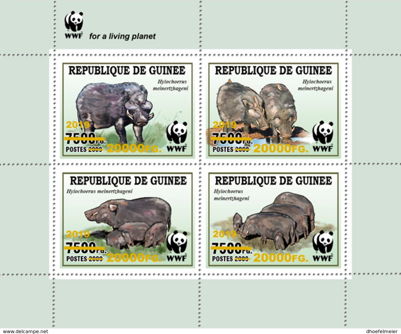 GUINEA REP. 2019 MNH WWF Wild Boar Wildschwein Sanglier Overprint GOLD FOIL - IMPERFORATED - DH1918 - Unused Stamps