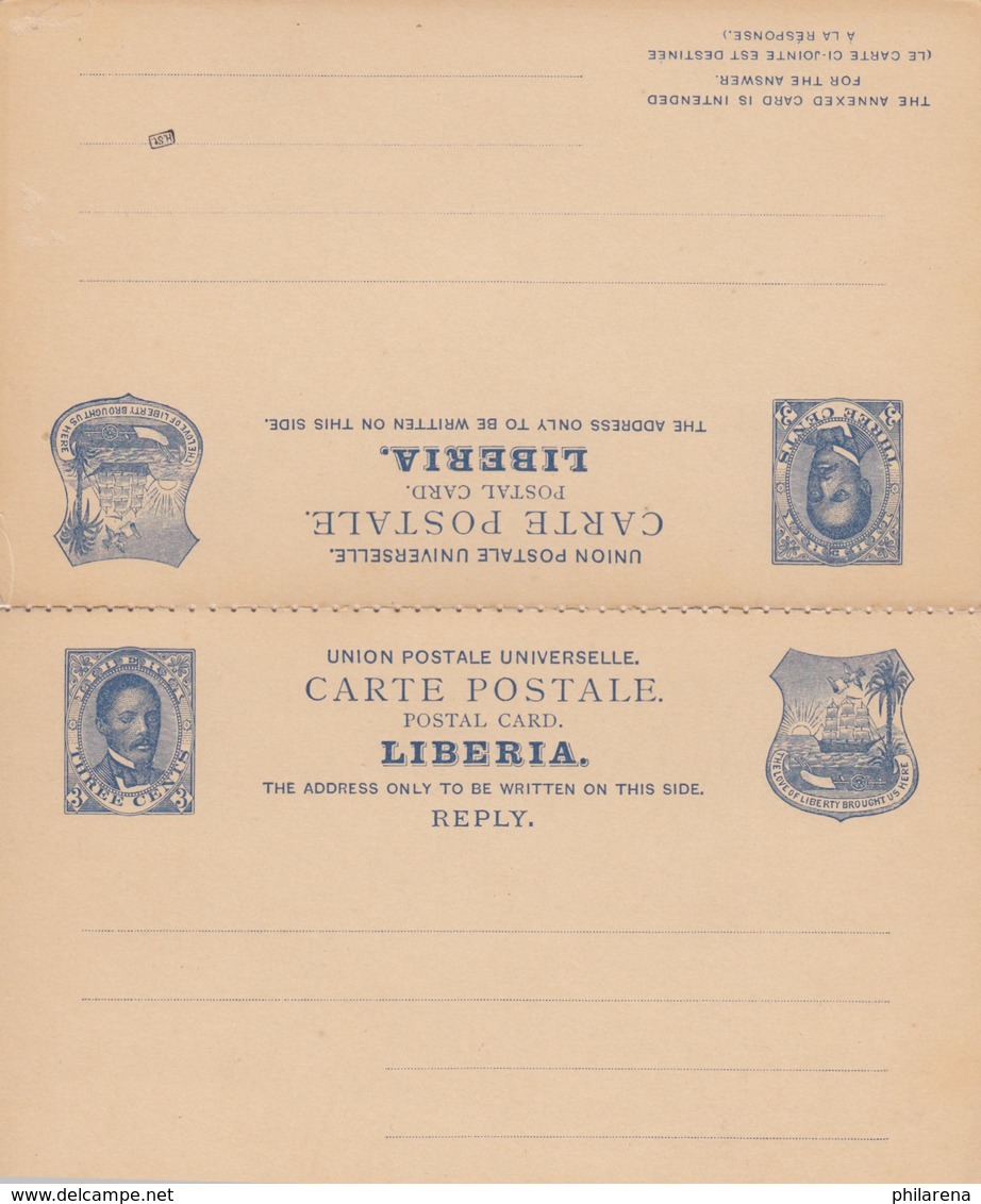 Post Card With Response Card, Unused Liberia - Liberia