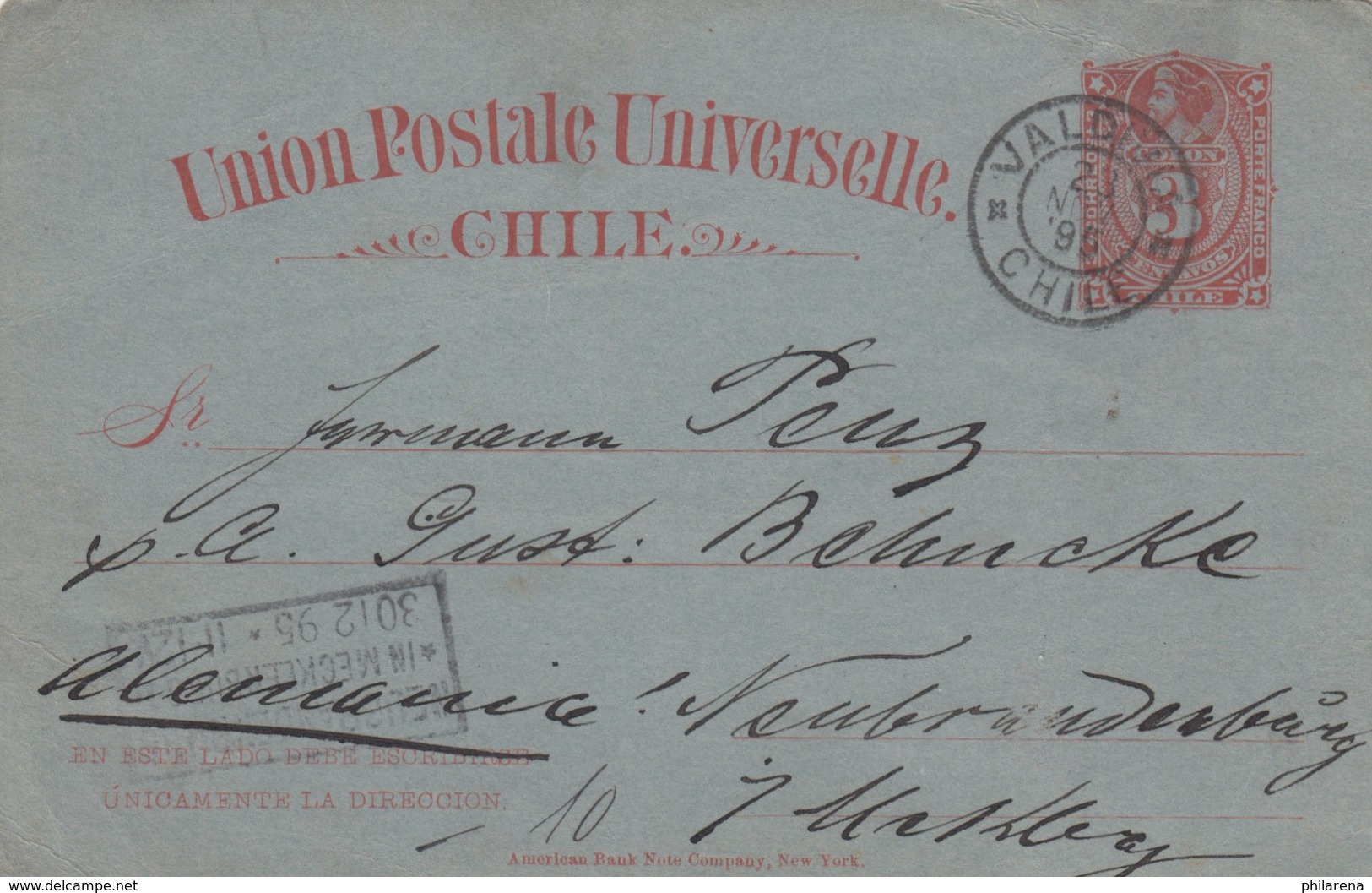 1895: Post Cards To Santiago/Neubrandenburg - Chile