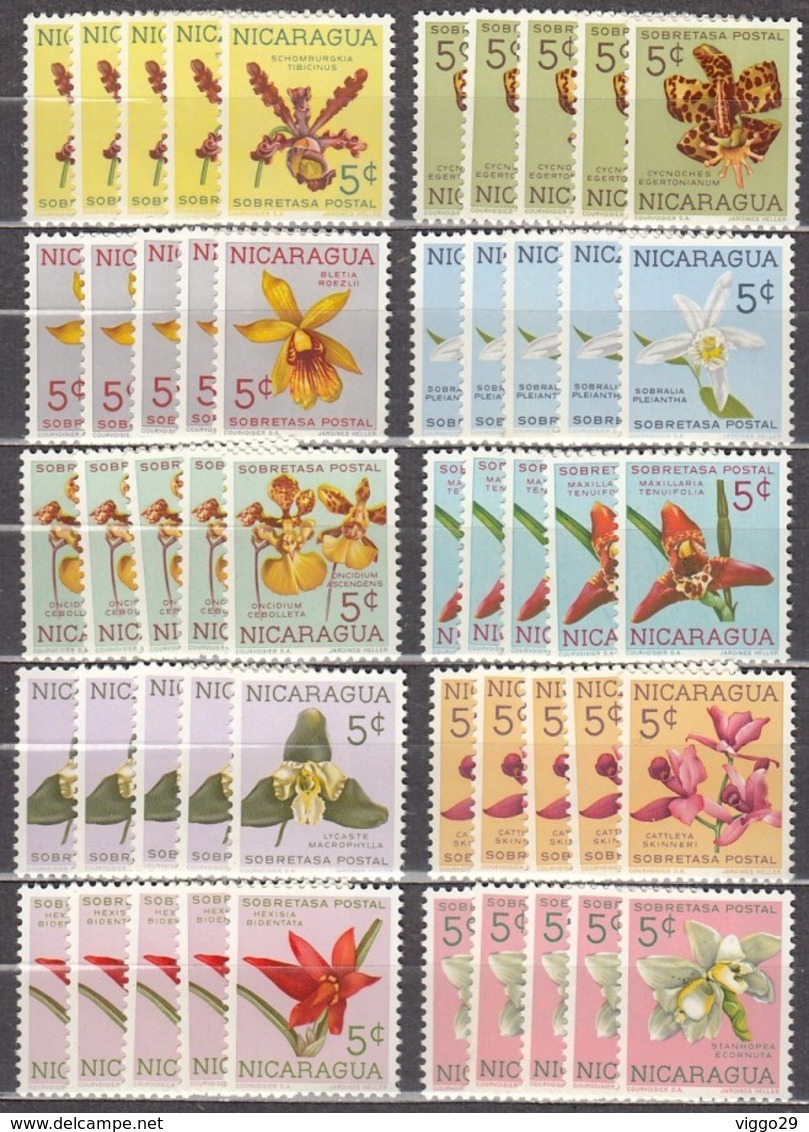 5x Nicaragua 1962, Orchids (MNH, **) - Collections (sans Albums)