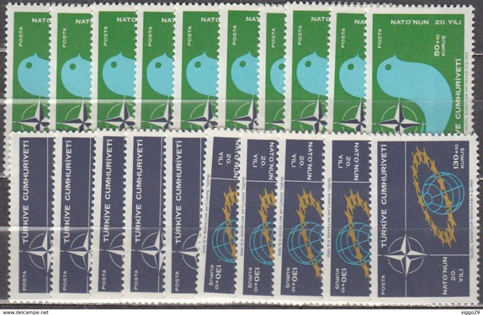 10x Turkey 1969, NATO (MNH, **) - Sammlungen (ohne Album)