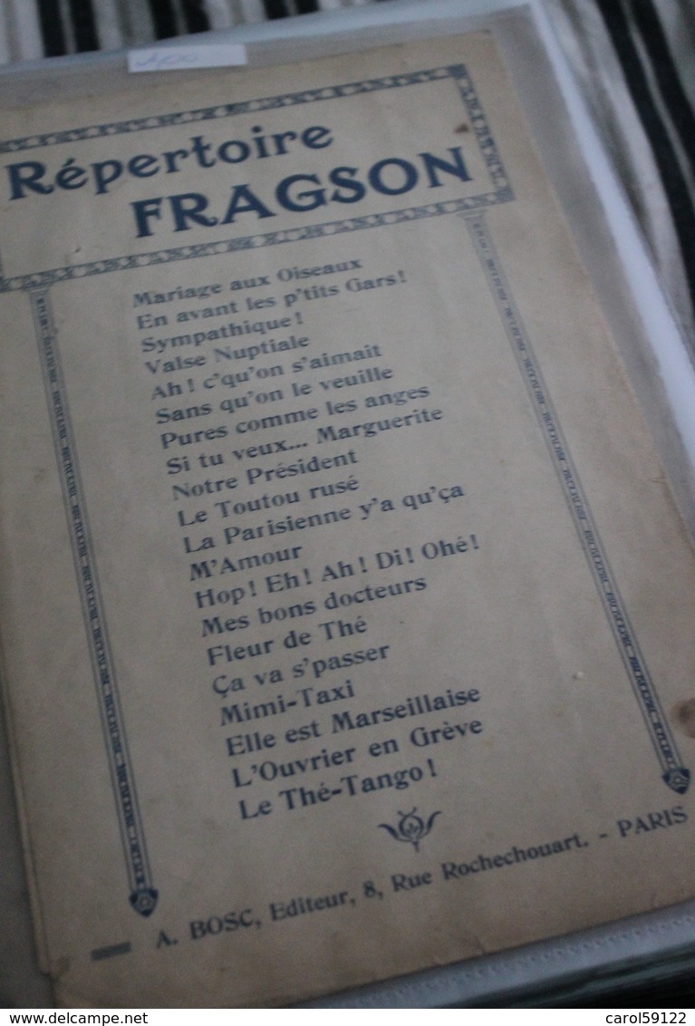 Repertoire Fragson - Partitions Musicales Anciennes