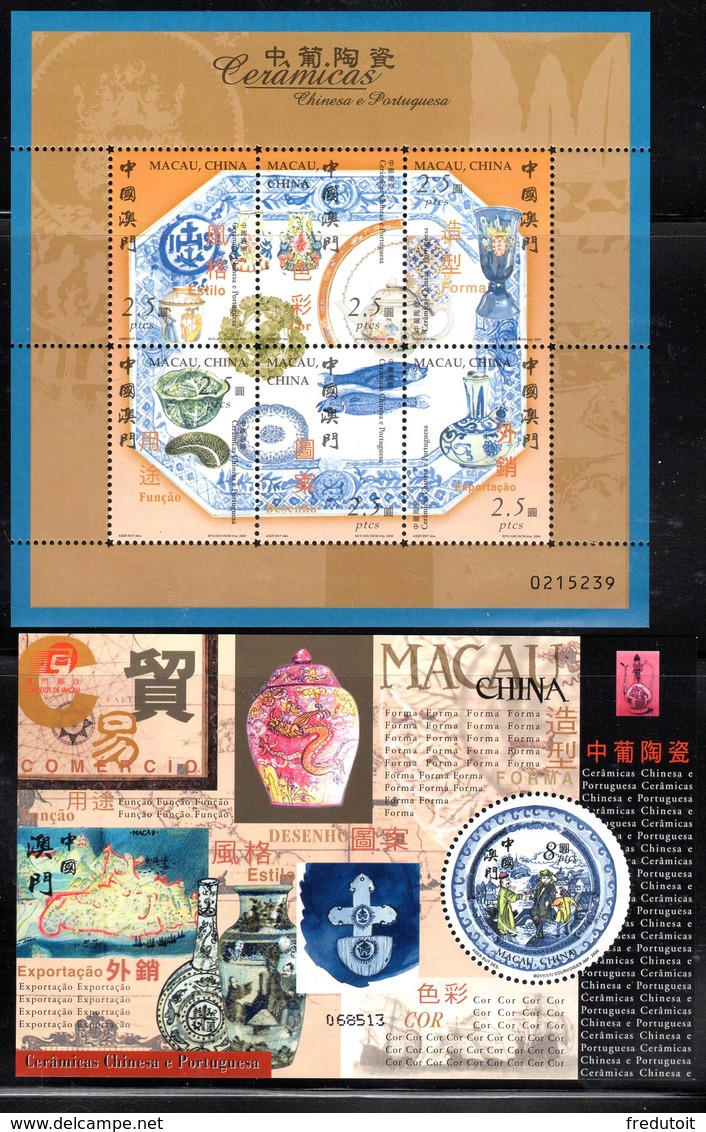 MACAO - N°1024/9 + BF N°97 ** (2000) Céramiques - Neufs