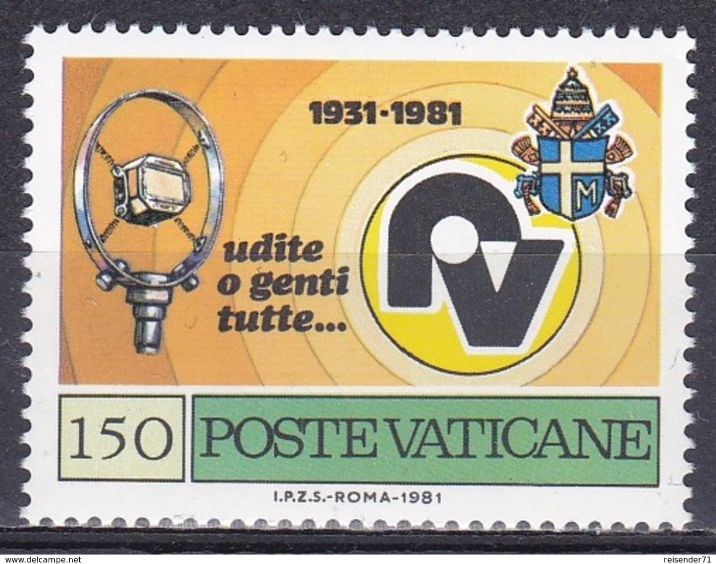 Vatikan Vatican 1981 Kommunikation Communication Technik Technology Radio Marconi Mikrophon Microphone, Mi. 780 ** - Ungebraucht