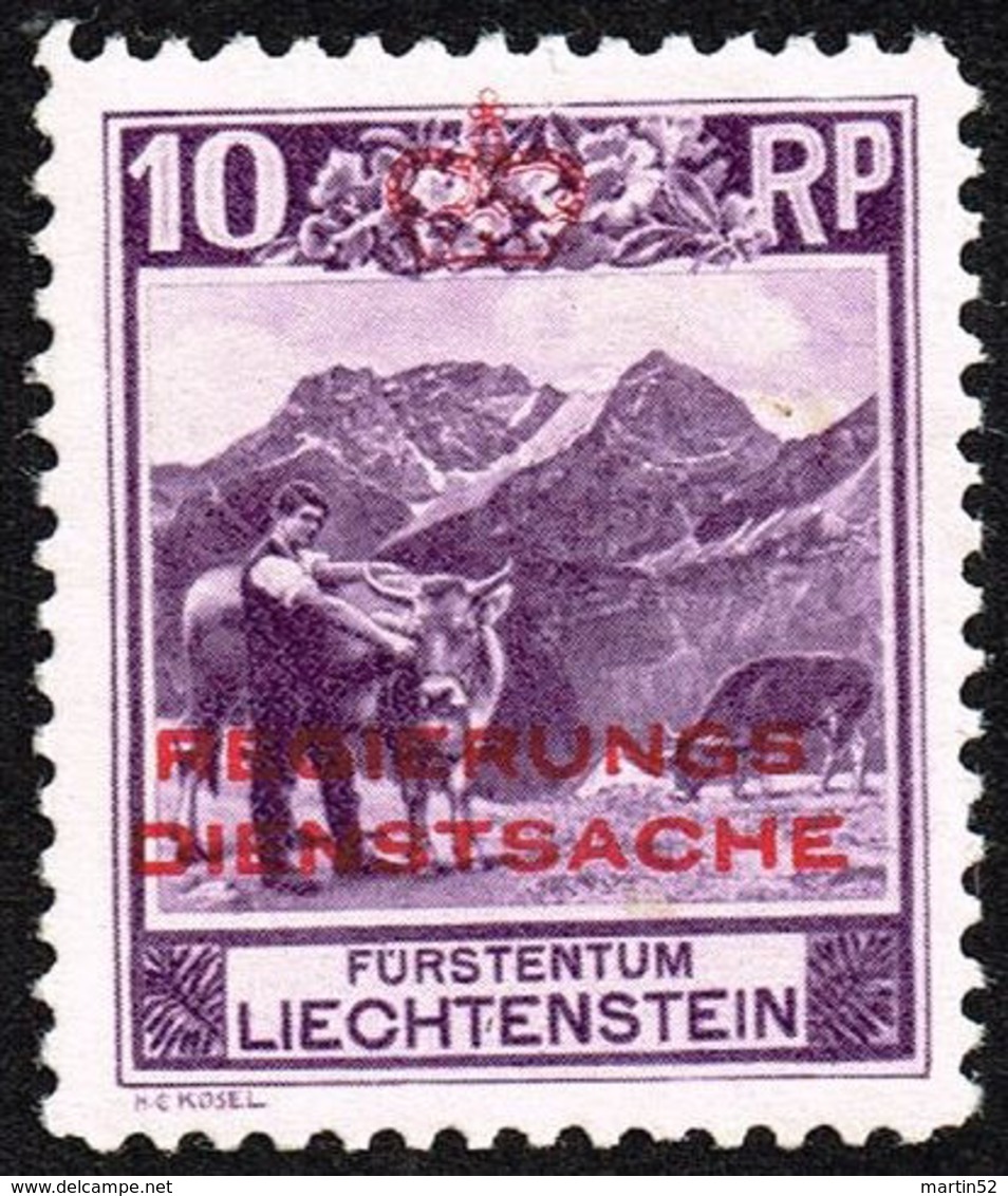 Liechtenstein 1932: Zu+Mi Dienst 2 A Zähnung Dentelure Perforation 10 1/2) * Falzspur Trace MLH (Zu CHF 325.00 -50%) - Service