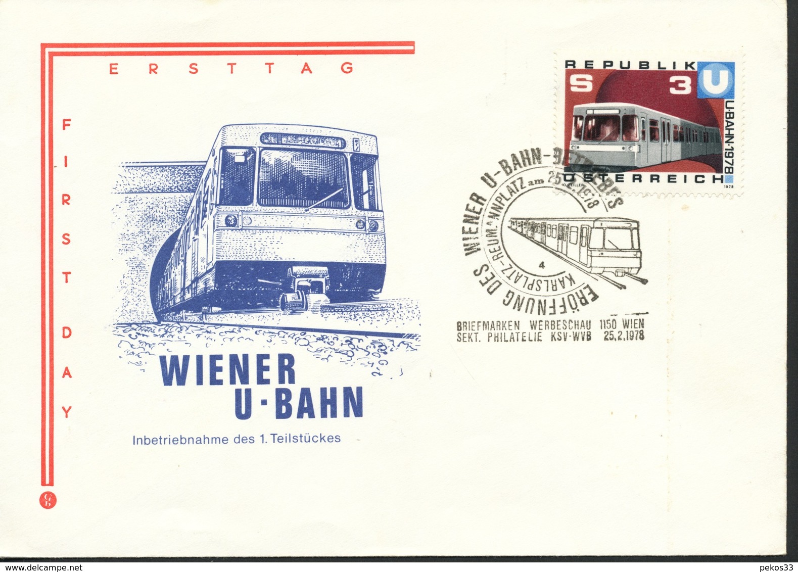 Österreich - Sonderstempel - Inbetriebnahme Des 1. Teilstückes  Der Linie U 1 - Eisenbahnen