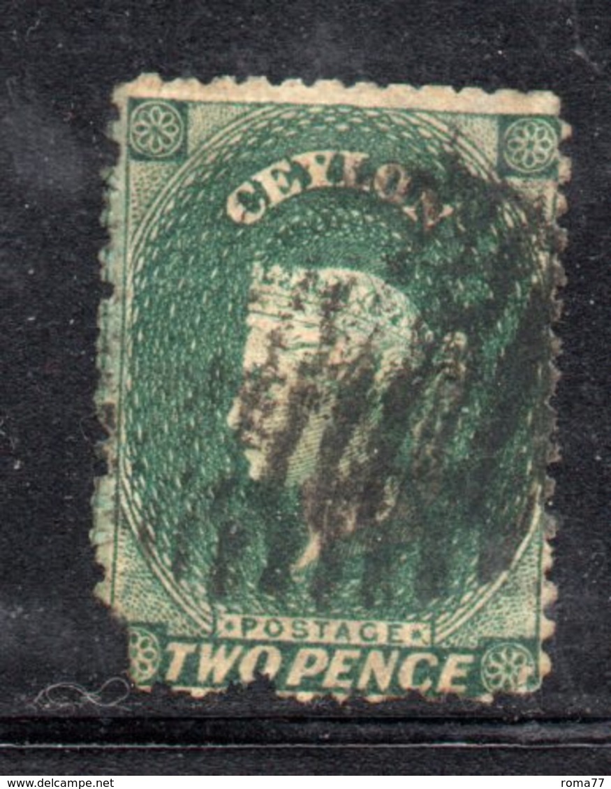 APR218 - CEYLON 1863 , Yvert N. 33 Usato. Fil CC  (2380A) - Ceylon (...-1947)