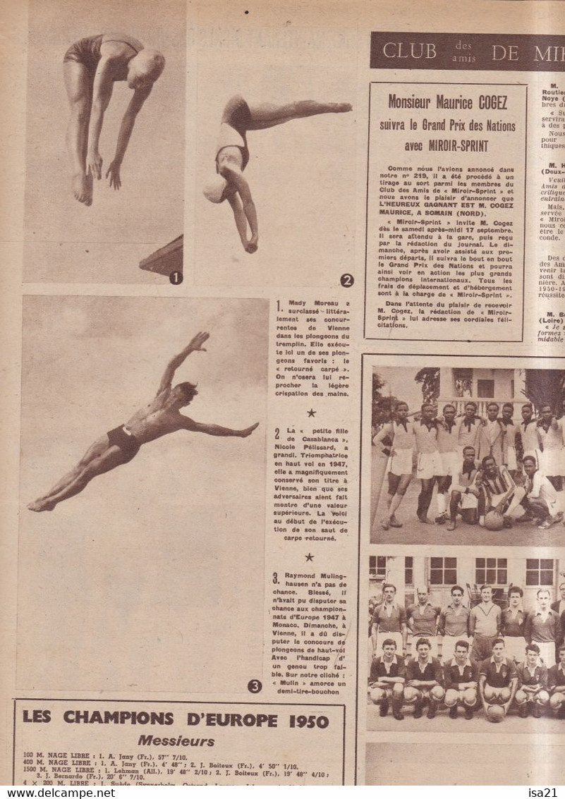 MIROIR-SPRINT 1950 28 Août: Bonne Année Pour Notre Athlétisme, Tour De L'Ouest, Natation, Foot, - Sport