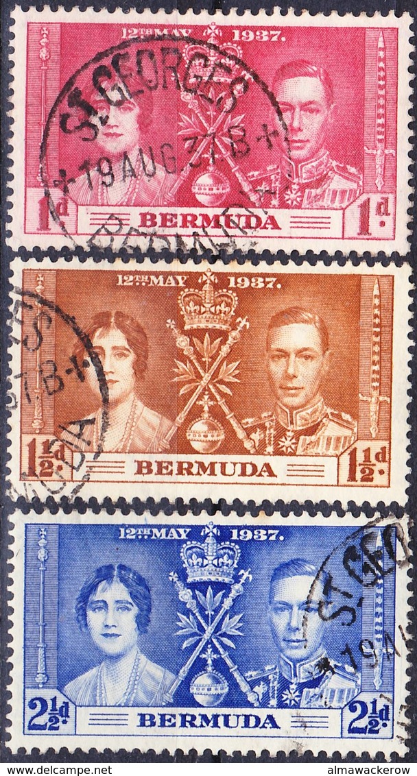 Bermuda 1937 Complete Set Coronation Of King George VI. Mi 98-100 Used O, I Sell My Collection! - Bermuda