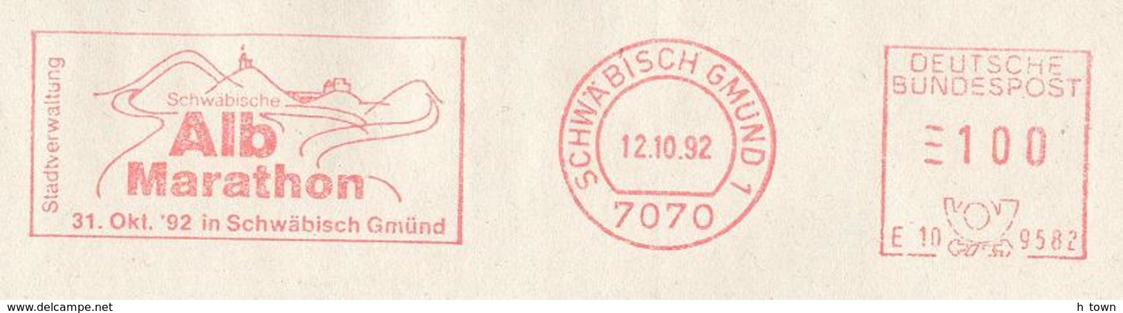 5219  Marathon: Ema D'Allemagne, 1992 - Alb Marathon Race Meter Stamp From Schwäbisch Gmünd, Germany. Running - Athlétisme