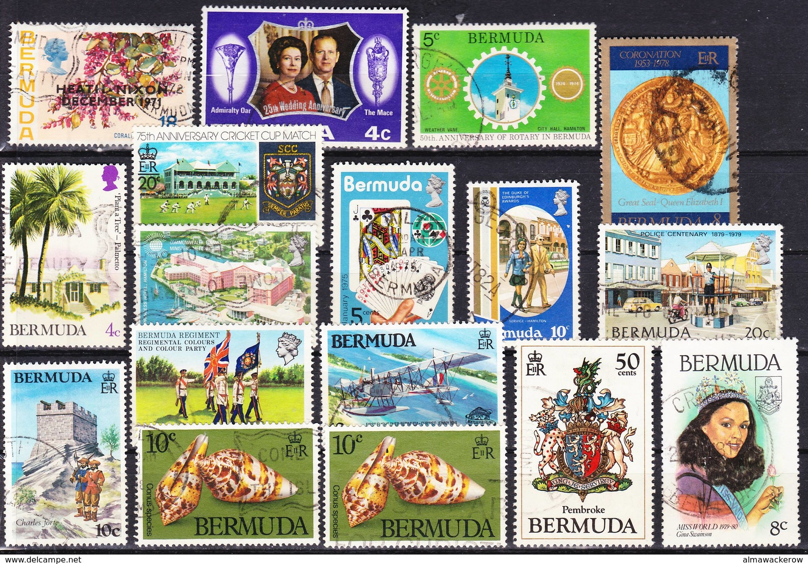 Bermuda 1971-1983 Lot 7, Commemorial Stamps With Real Use Obliteration Used O - Bermuda