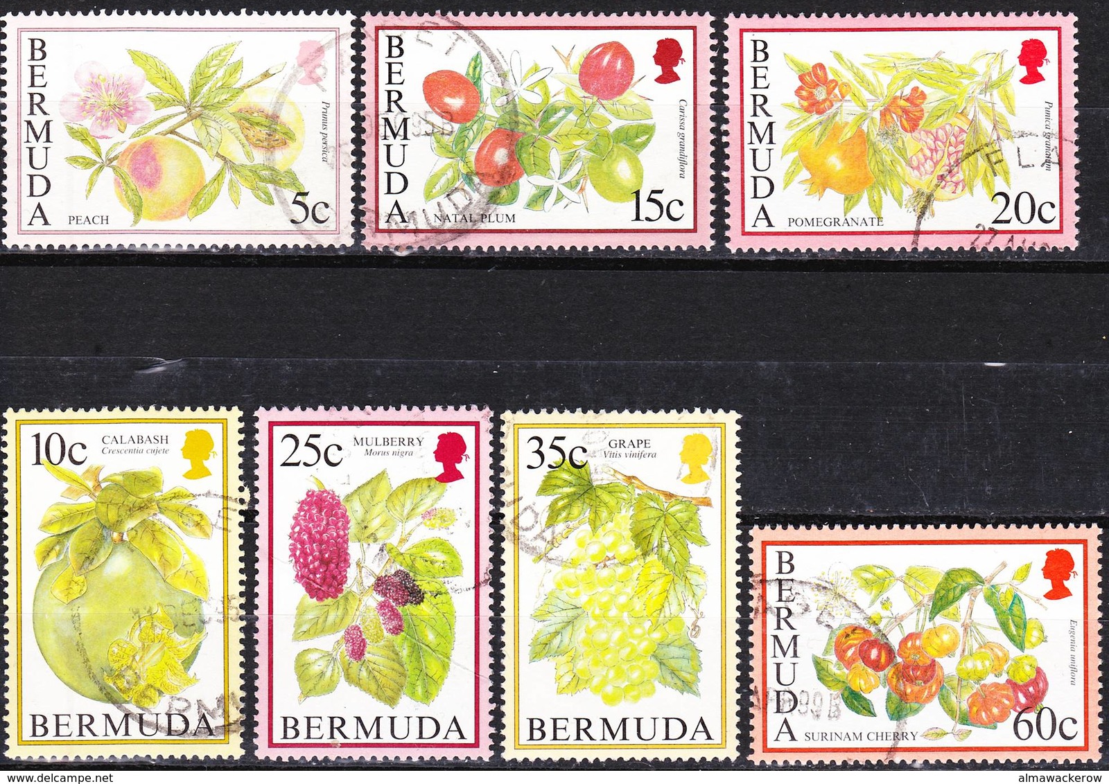 Bermuda 1994-1995 Lot 12, Fruit Definitives With Real Use Obliteration, Used O - Bermuda