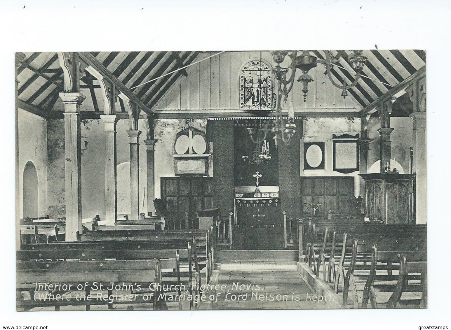 Postcard  Nevis Ref Nelson   British West Indies    Unposted  Pub. A.moure Losada 88a St.john's Church - Saint Kitts And Nevis