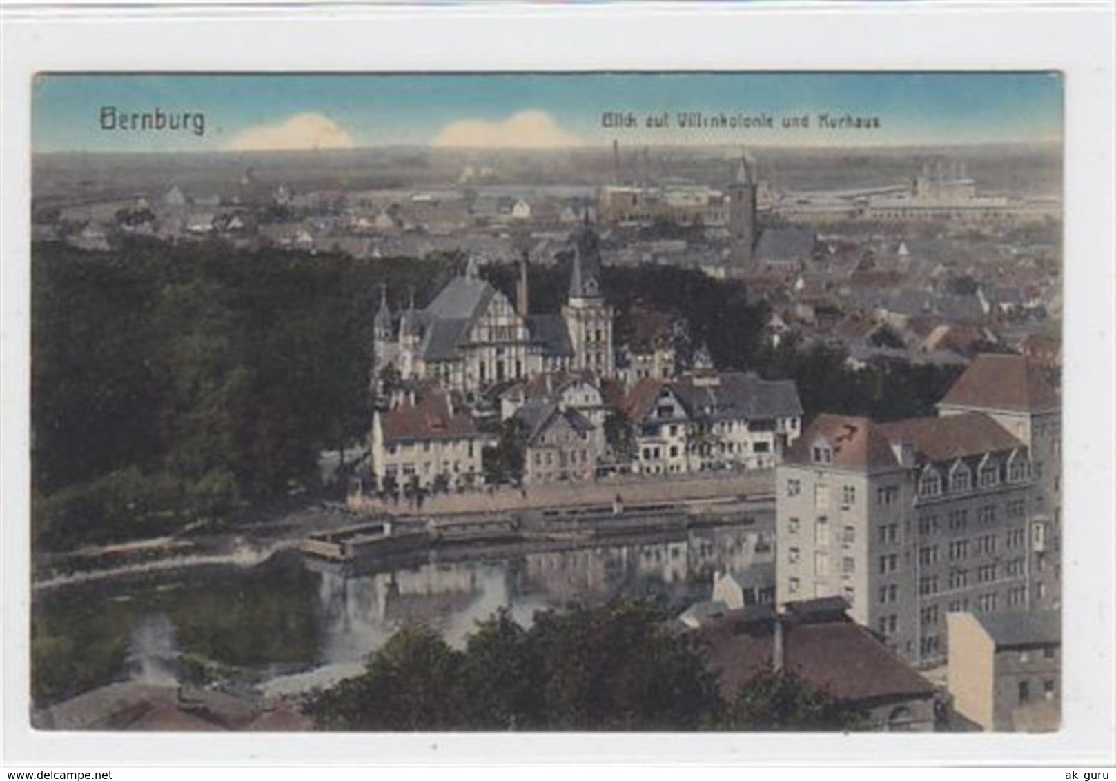 39077589 - Bernburg.  Ein Blick Auf Villenkolonie Und Kurhaus Gelaufen, 1917. Leichte Abschuerfungen, Leicht Stockfleck - Bernburg (Saale)