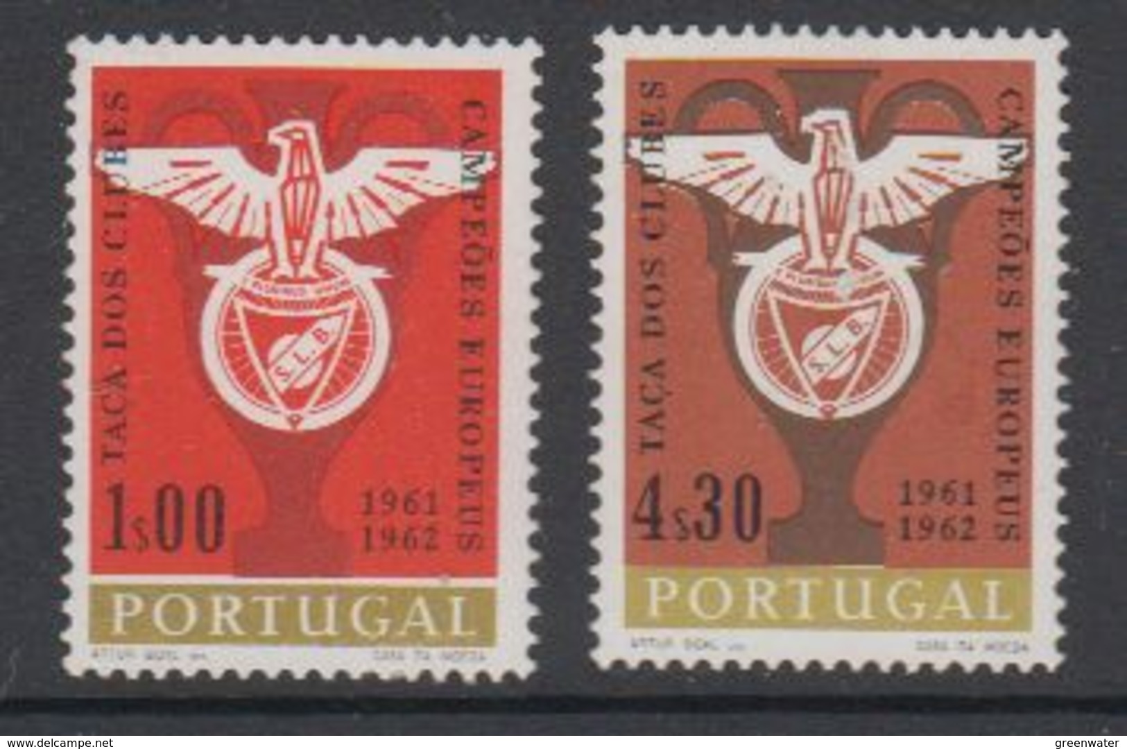 Portugal 1962 Benfica European Champion Football 2v ** Mnh (small Spots On Gum)  (42714B) - Ongebruikt