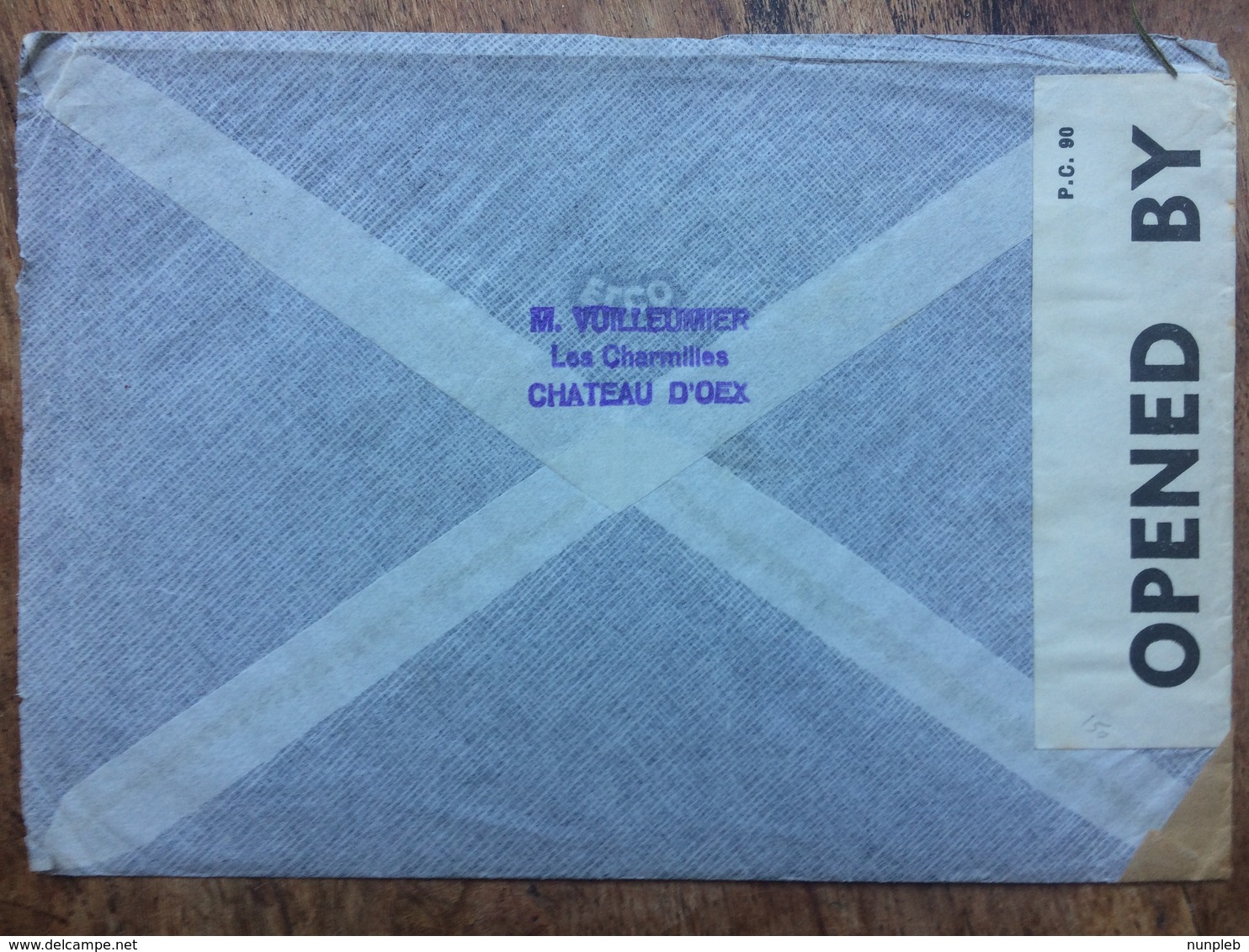 SWITZERLAND 1941 Air Mail Censor Cover Chateau D`Oex To Falmouth England - Covers & Documents