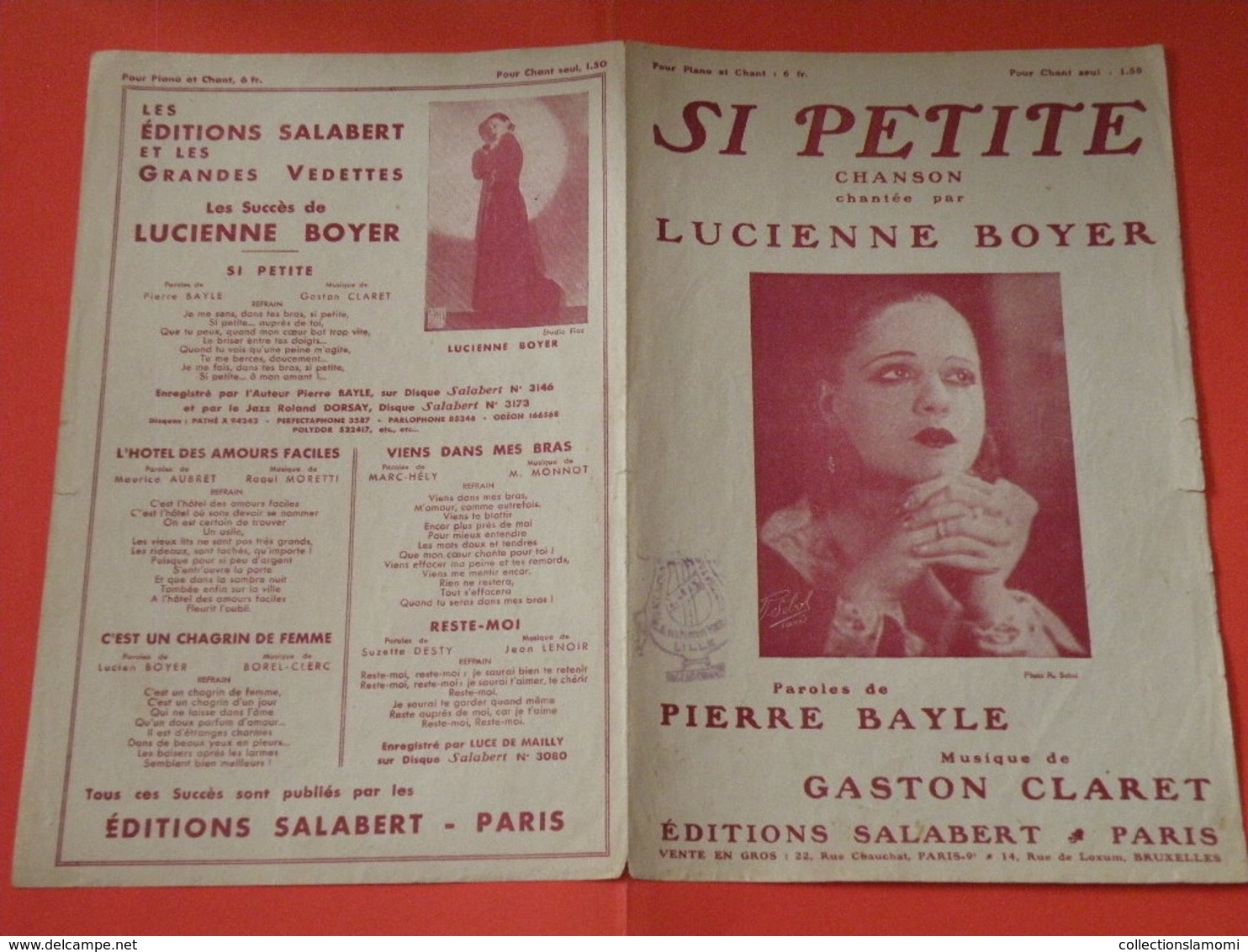 Si Petite (Lusienne Boyer) -(Paroles Pierre Bayle) (Musique Gaston Claret) Partition 1932 - Chansonniers