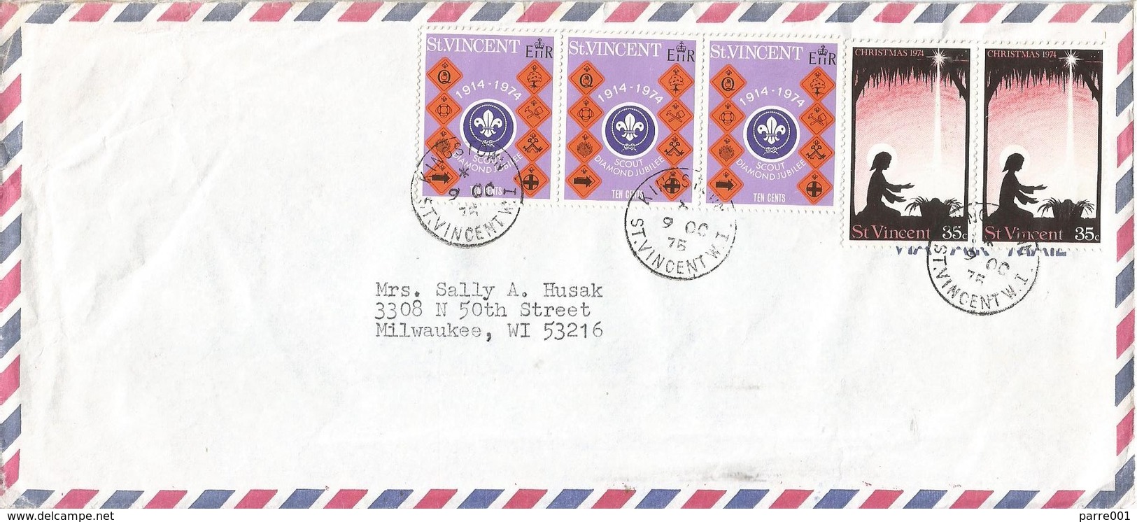 St Vincent 1975 Kingstown Scouting Christmas Cover - St.Vincent (1979-...)