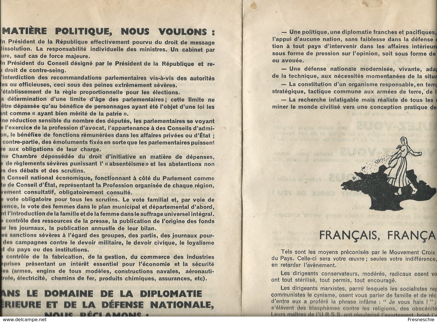Politique Elections 1936 Manifeste Croix De Feu. Pour Le Peuple Par Le Peuple TB 27 X 20 Cm 16 Pages - Documents Historiques
