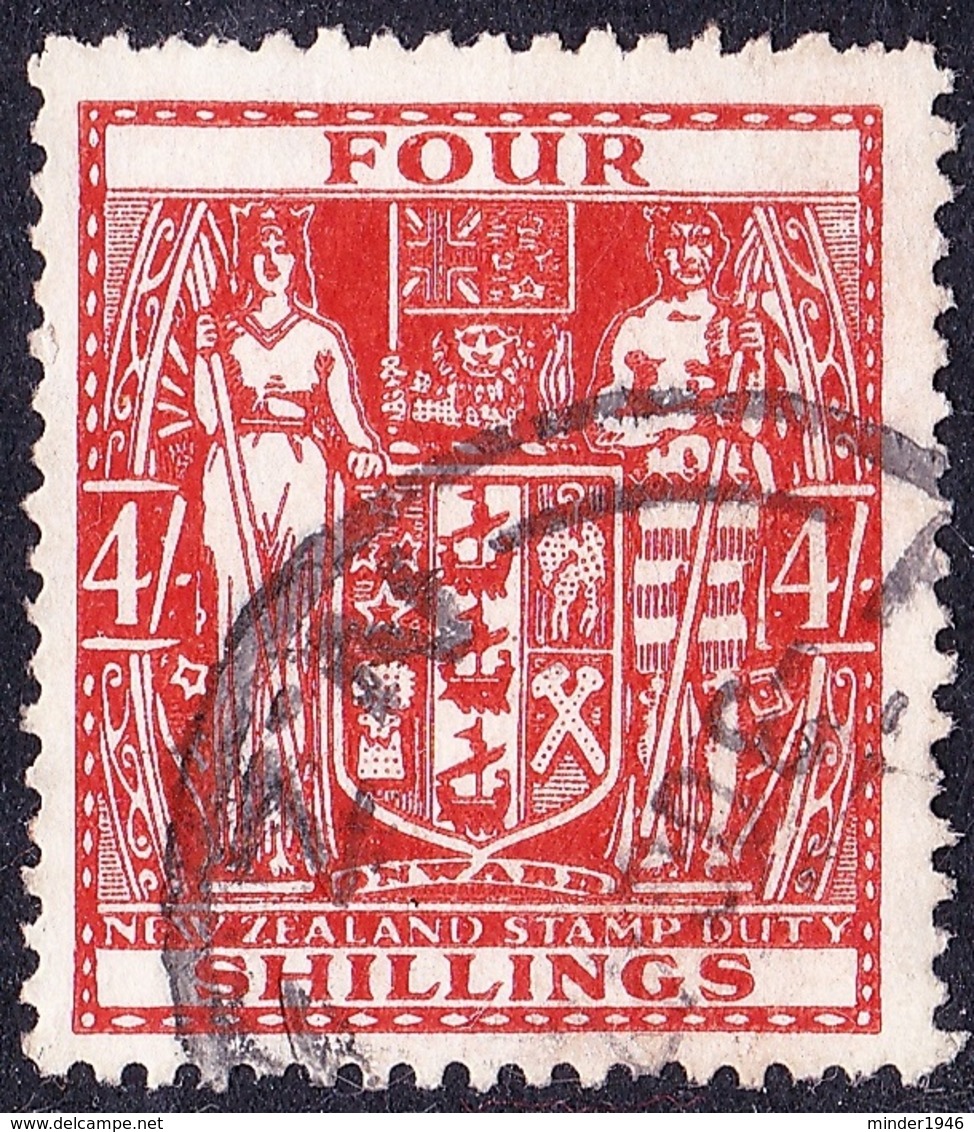 NEW ZEALAND 1931 4/- Red Postal Fiscal SGF148 FU - Postal Fiscal Stamps