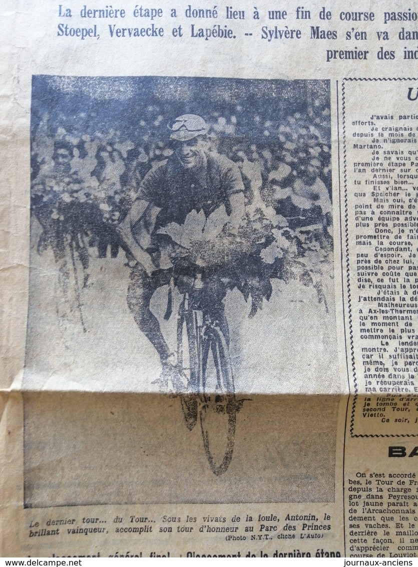 1934 Journal L'AUTO - Henri DESGRANGE - 28 E TOUR DE FRANCE--VICTOIRE ANTONIN Magne.- GÉO HAM - Autres & Non Classés