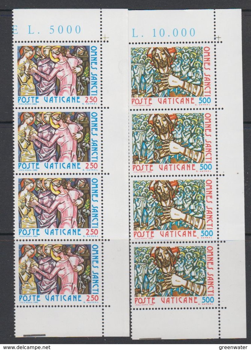 Vatican City 1980 Omnes Sancti 2v Strip Of 4 ** Mnh (42716B) - Ongebruikt