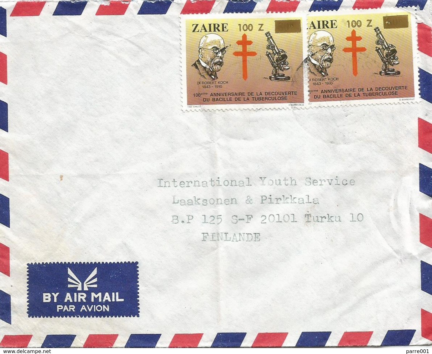 DRC RDC Zaire 1980 Kinshasa Robert Koch Tuberculose 100Z Overprint Nobel Prize Medicine Cover - Nobelprijs