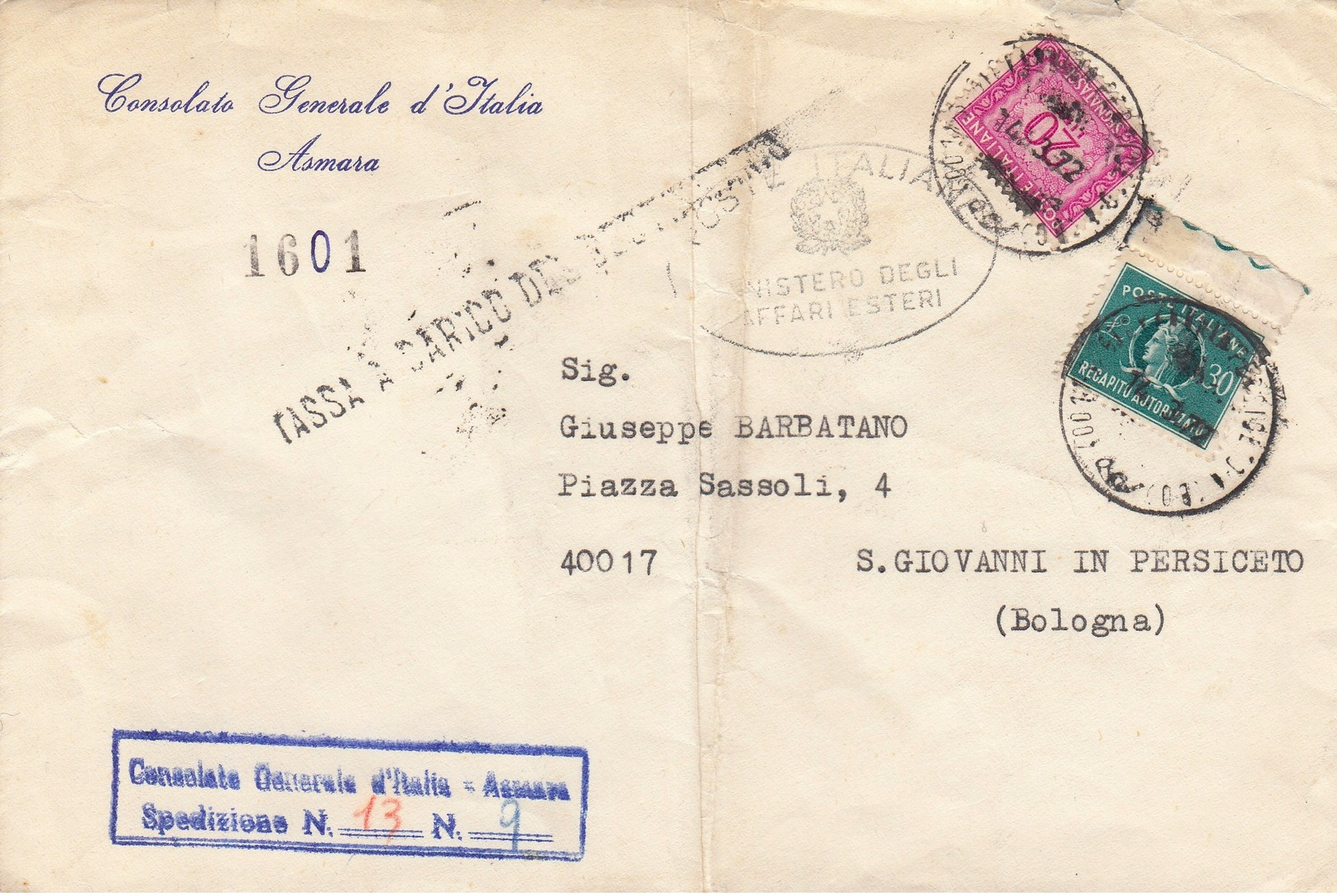 1952 (2) 1955 1972 1979 1980 Lotto Di 6 Buste Viaggiate, Affrancatura Segnatasse - Segnatasse