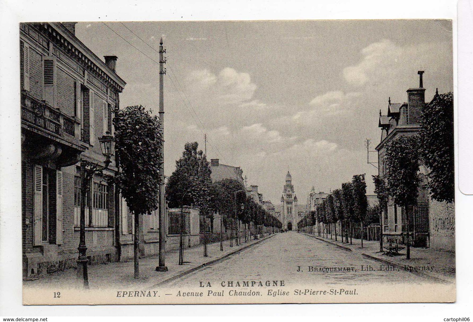 - CPA EPERNAY (51) - Avenue Paul Chaudon 1915 - Eglise St-Pierre-St-Paul - Edition J. Bracquemart N° 12 - - Epernay
