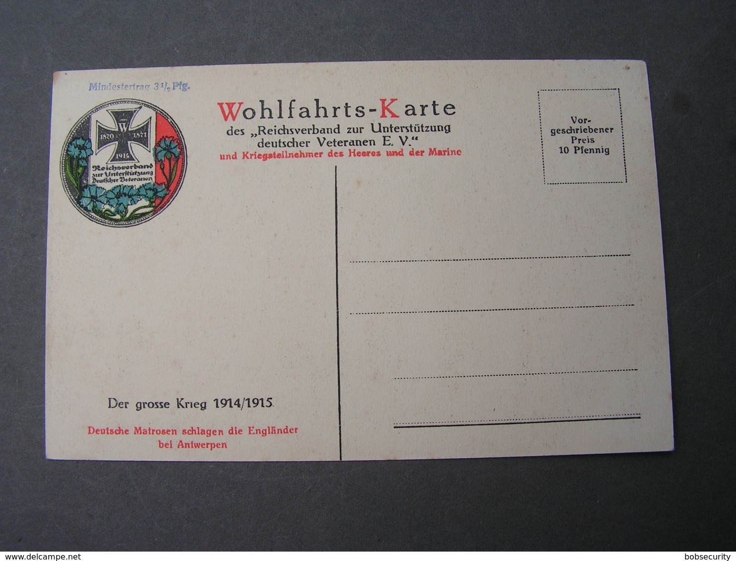 Wohlfahrts - Karte 1914 - Weltkrieg 1914-18