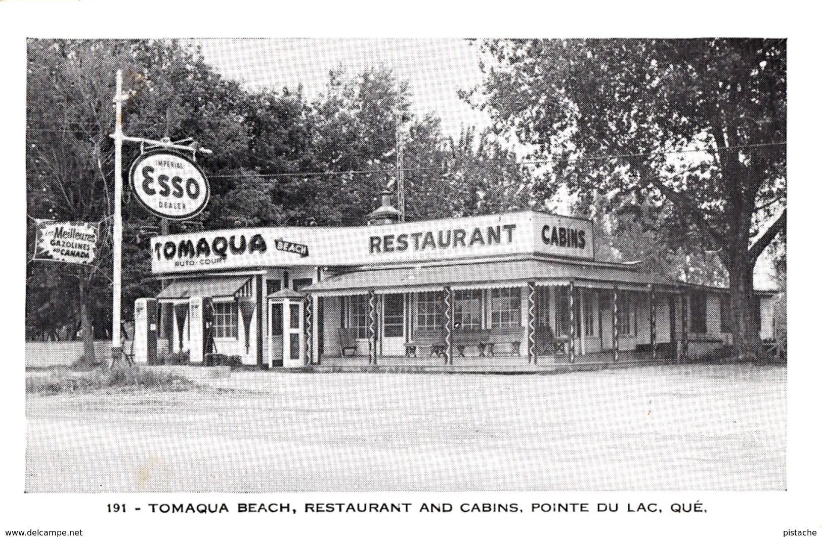Pointe-du-Lac Québec Mauricie - Tomaqua Beach 1945-1955 - Restaurant Cabins Motel - Gas Station Esso - 2 Scans - Other & Unclassified