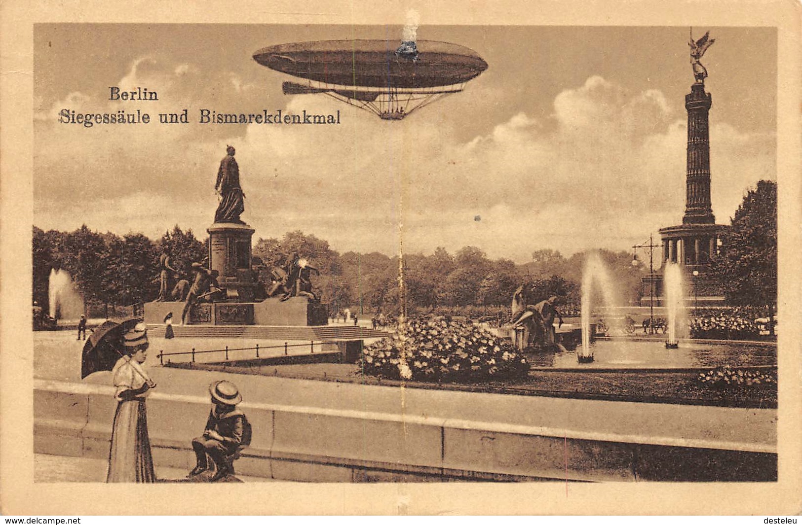 Berlin Siegesanle Und Bismarckdenkmal 1922 - Dirigeables