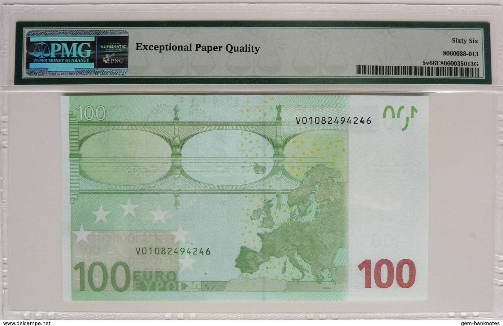 Spain EUR 100 Printercode M001 Duissenberg Graded 66 EPQ Gem Uncirculated By PMG - 100 Euro