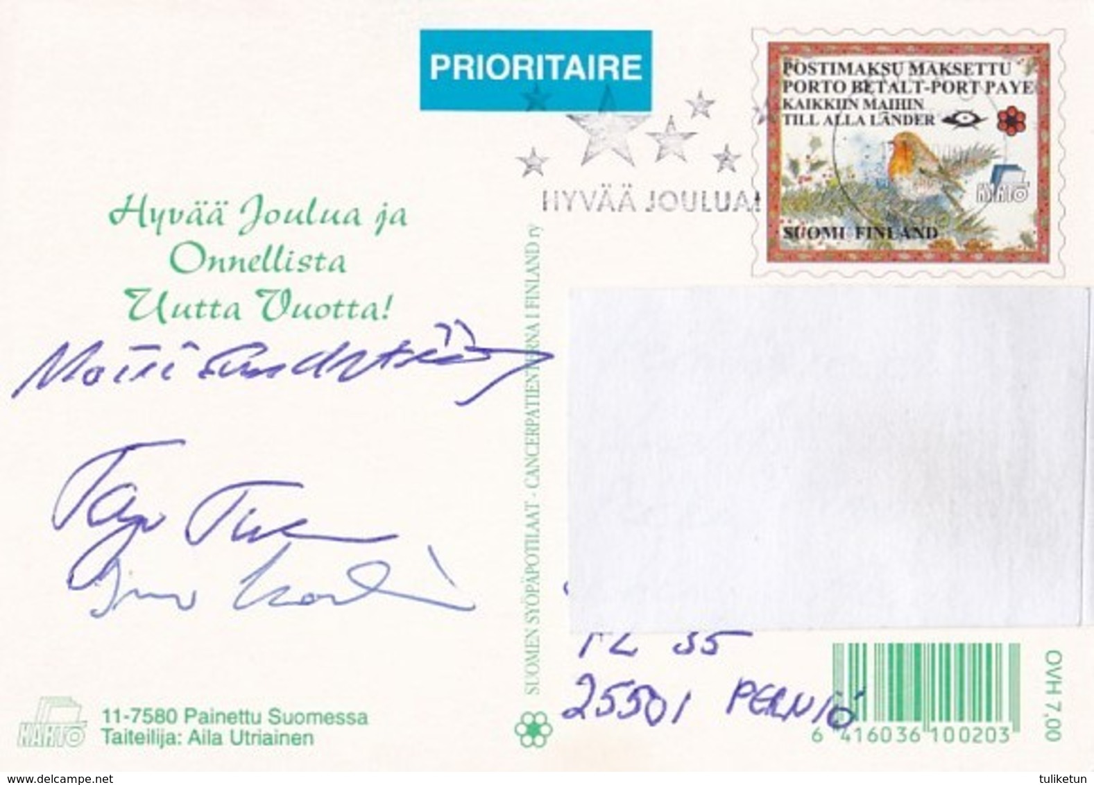Postal Stationery - Elf Feeding Porridge To Birds - Bullfinches - Finnish Cancer Patients - Suomi Finland - Postage Paid - Interi Postali