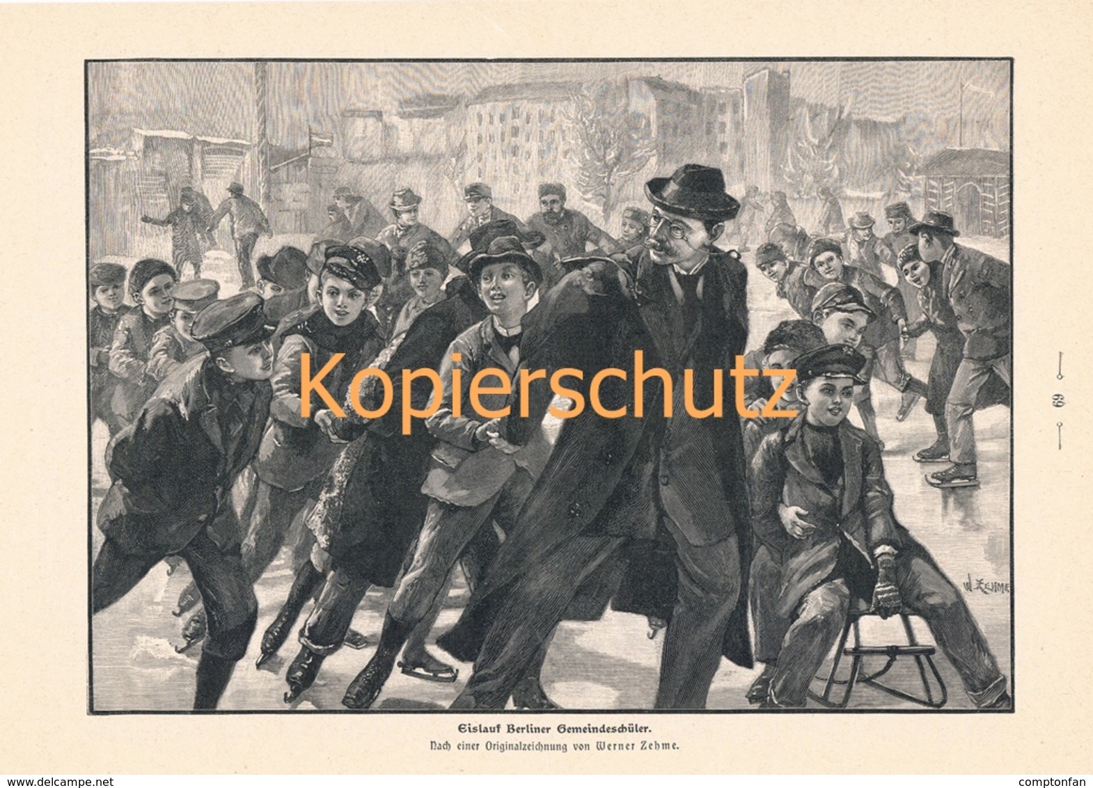 D101 413 Werner Zehme Eislauf Berlin Gemeindeschüler  Druck 1900 !! - Pattinaggio Artistico