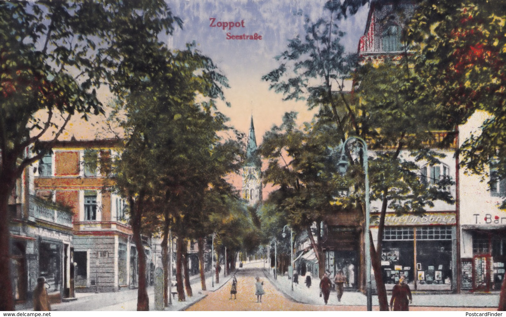 Zoppot Sopot Gift & Painting Shops Antique Polish Postcard - Poland