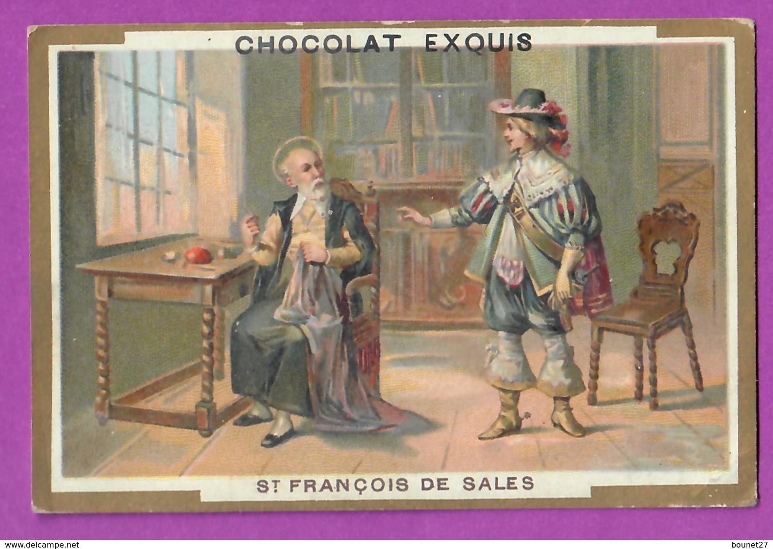 Chromo Image CHOCOLAT EXQUIS -  Grand Evénements - Saint François De Salles Et Ses Vieux Habits (encadré Doré) - Other & Unclassified