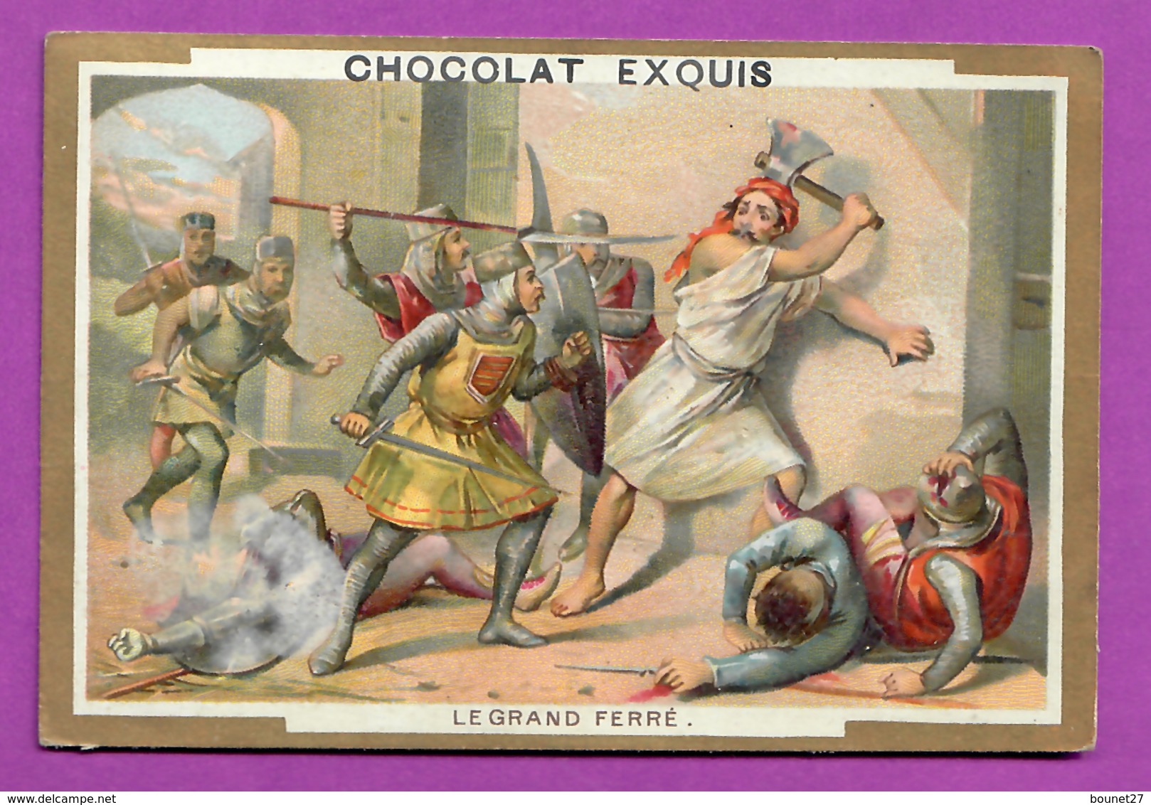 Chromo Image CHOCOLAT EXQUIS -  Grand Evénements - Le Grand Ferré  (encadré Doré) - Other & Unclassified