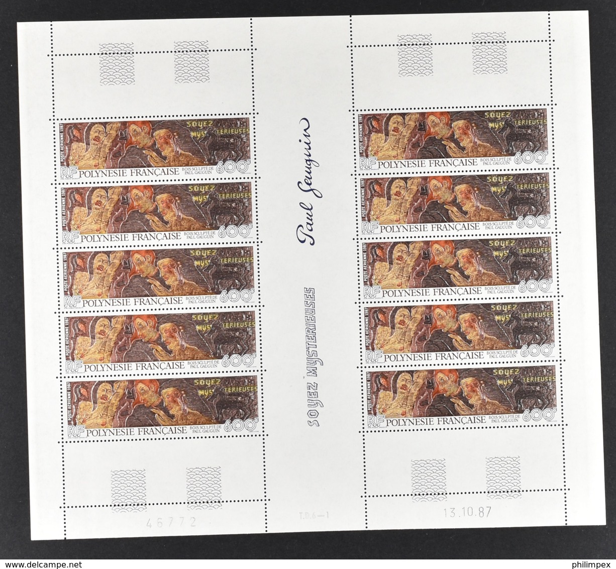 POLYNESIE FRANCAISE 600F PAUL GAUGIN: SOYEZ MYSTERIEUSES", MINISHEET MNH - Neufs