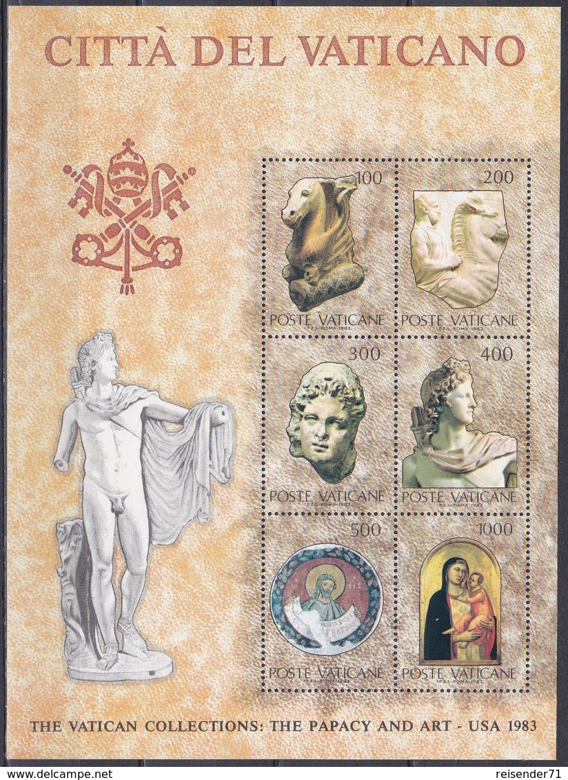 Vatikan Vatican 1983 Kunst Arts Kultur Culture Kunstwerke Antike Etrusker Pferdekopf Apollo Moses Madonna, Bl. 6 ** - Ungebraucht