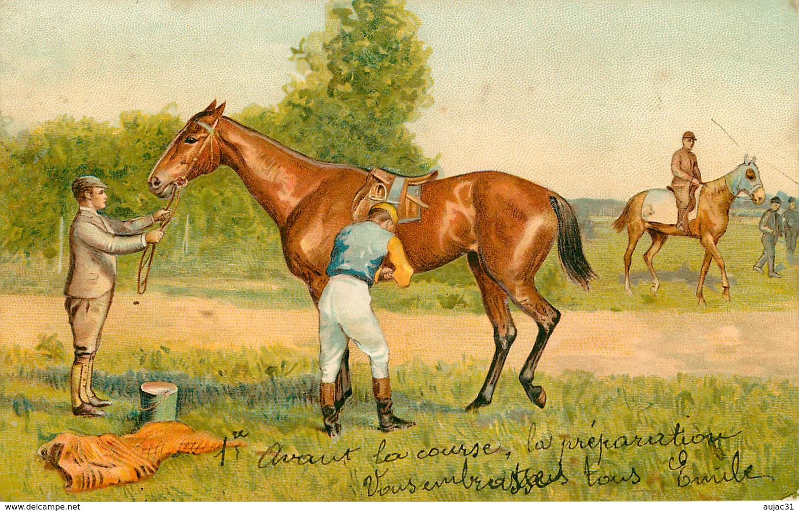 Sports - Hippisme - Hippodrome - Courses De Chevaux - Carte Gaufrée - Illustrateur - 2 Scans - état - Paardensport