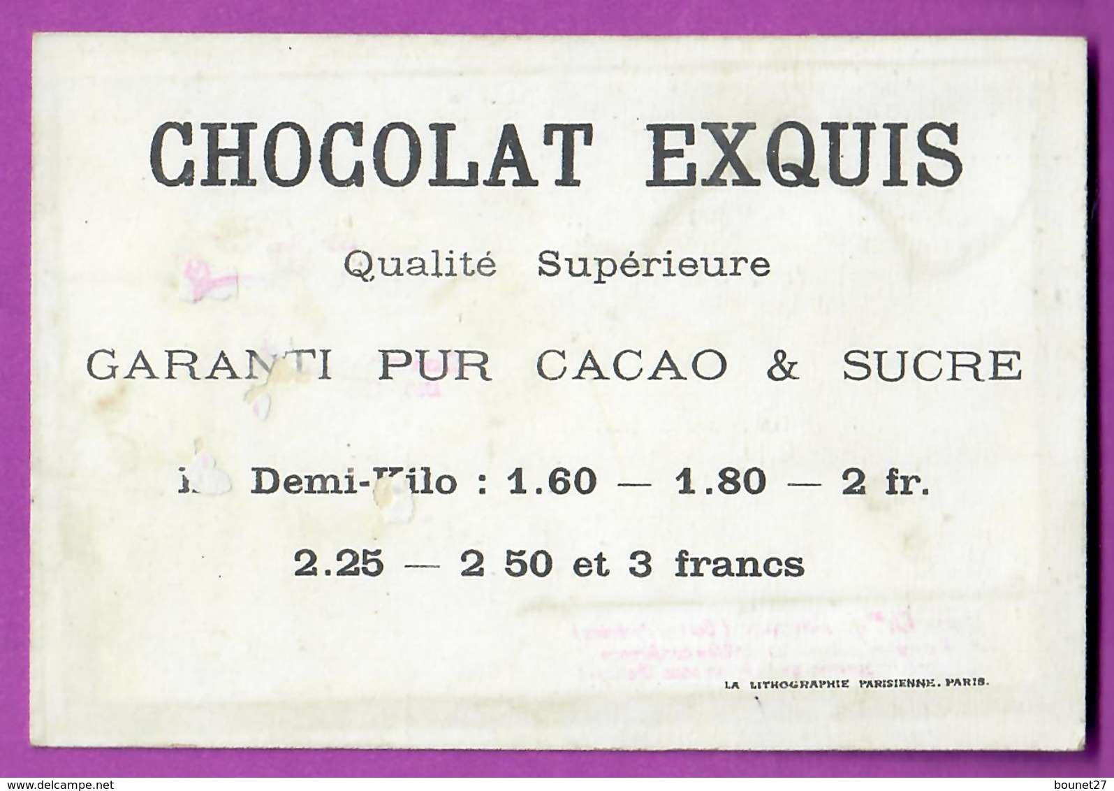 Chromo Image CHOCOLAT EXQUIS -  Roi Reine France - Impératrice Joséphine 1761 1814 Château De La Malmaison - Other & Unclassified