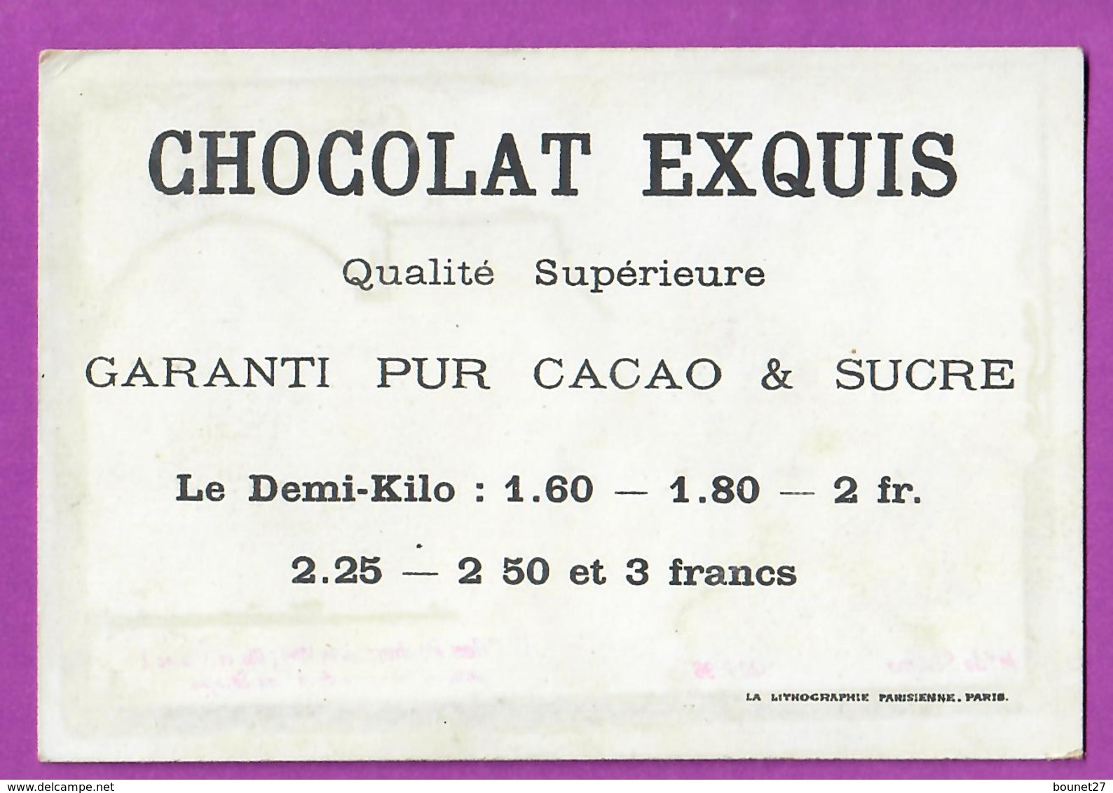 Chromo Image CHOCOLAT EXQUIS -  Roi Reine France - Anne D'Autriche 1801 1886 Château De Saint Germain - Other & Unclassified