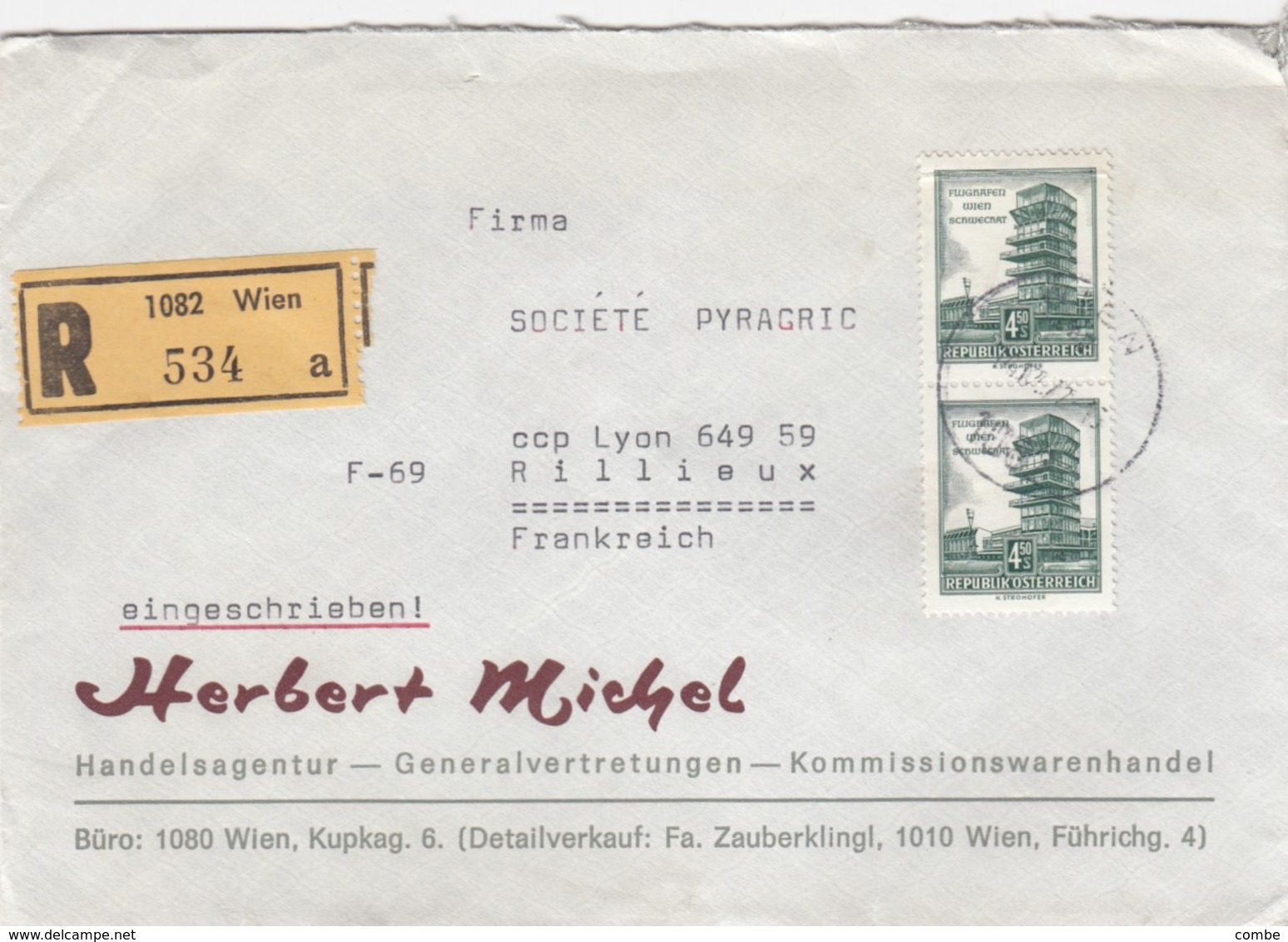 COVER AUSTRIA. 1972. REGISTERED HERBERT MICHEL WIEN TO FRANKREICH. 4,50S MeF - Altri & Non Classificati