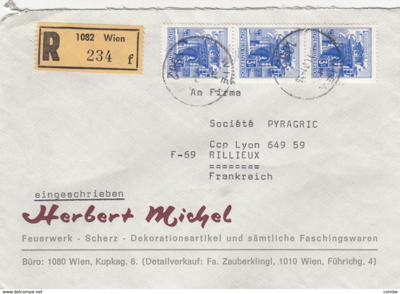 COVER AUSTRIA. 1971. REGISTERED HERBERT MICHEL WIEN TO FRANKREICH. 3S MeF - Autres & Non Classés