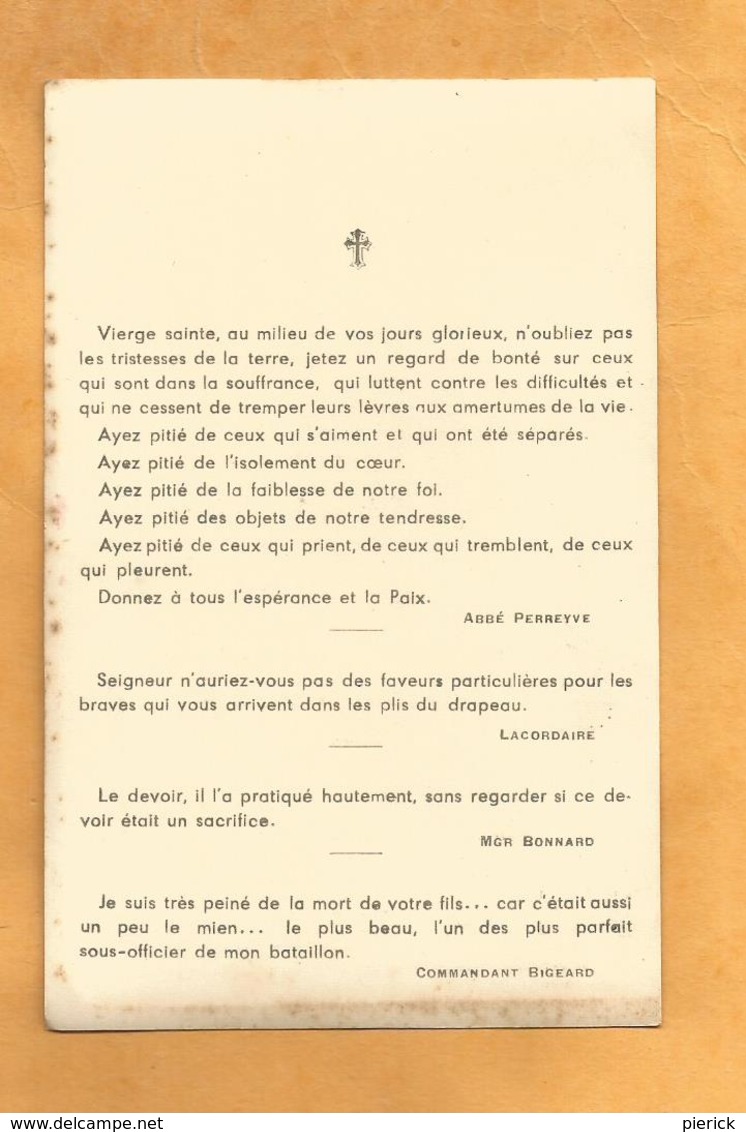 FAIRE PART AVIS DECES  MILITAIRE INDOCHINE PARACHUTISTE VI PARA DIEN BIEN PHU 1953 SERGENT 6 EME BATAILLON PARACHUTISTES - Documents