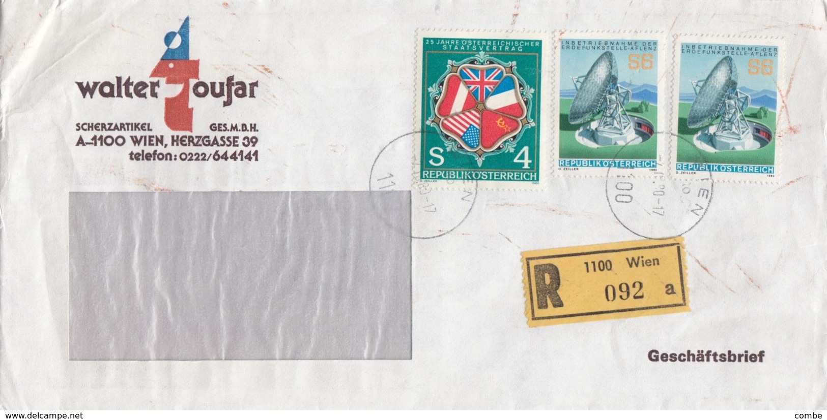 COVER AUSTRIA. 1980. REGISTERED  WALTER TOUFAR WIEN TO FRANKREICH. - Sonstige & Ohne Zuordnung