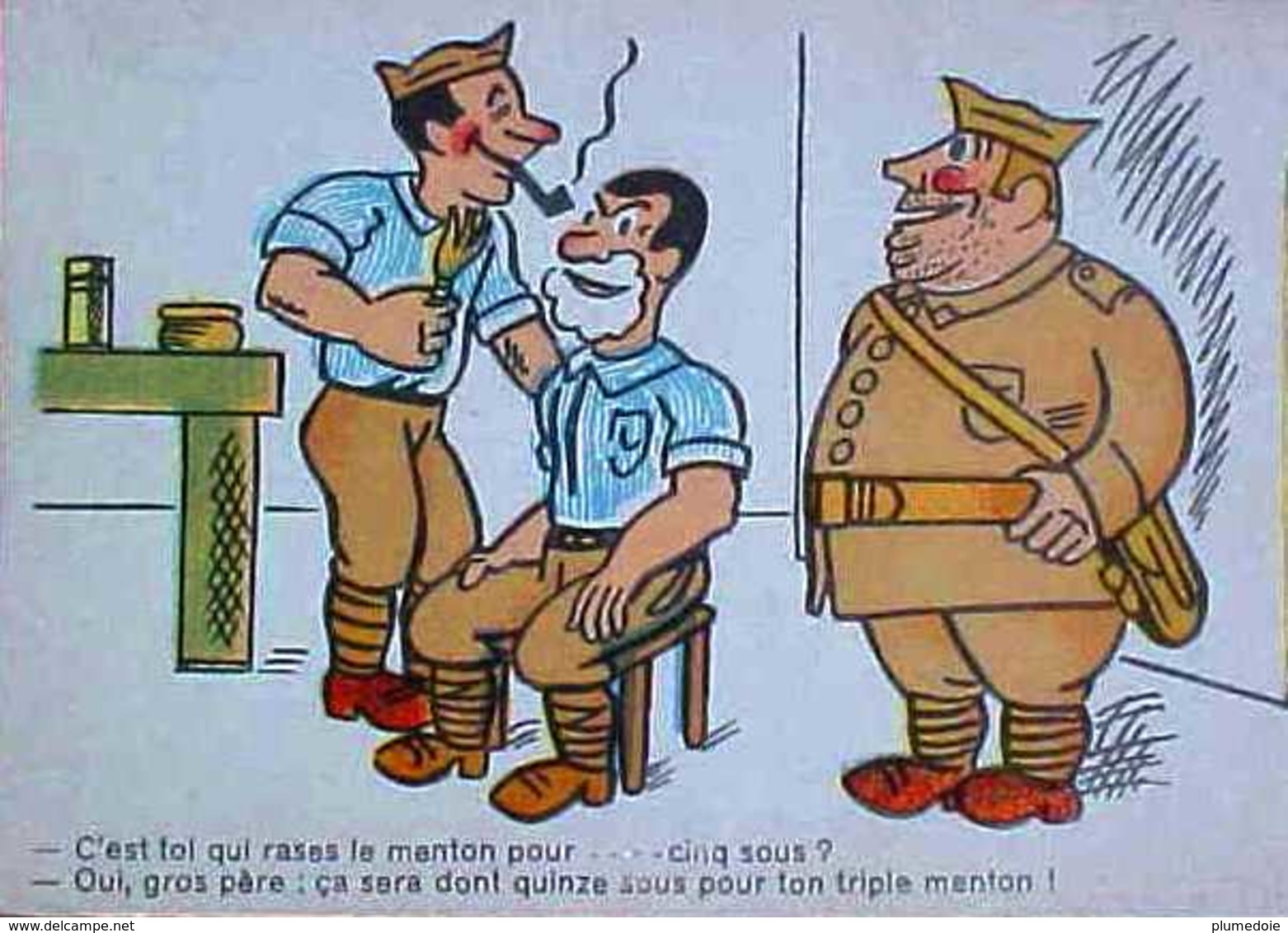 Cpa Humour, BARBIER à L'Armée, TARIFS , Mousse, Blaireau Signée LUC CYL,   COMIC  BARBER FOR FAT SOLDIER A/s - Humoristiques